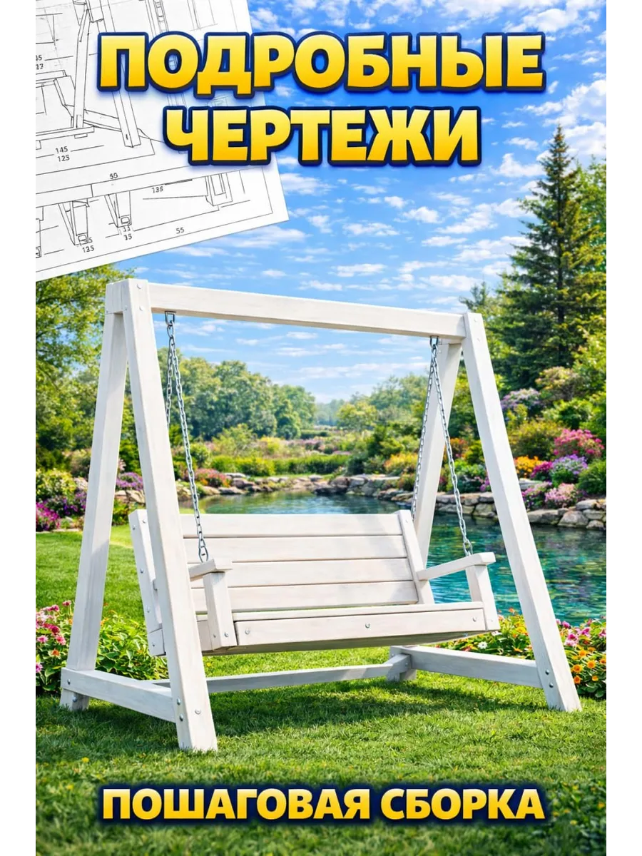 Чертежи садовых качелей для самостоятельной сборки