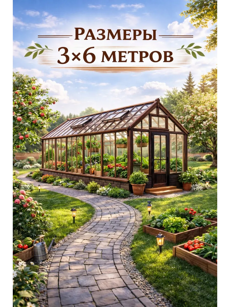 Проект Английской теплицы с деревянным каркасом 6х3 м